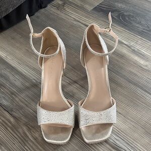 Gold Sparkle Ankle-Strap Sandals - Women's